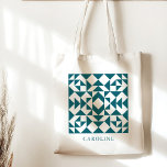Personalised Quilt Block Gift for Quilter Teal Tote Bag<br><div class="desc">Carry your crafting essentials in style with this personalised quilt block teal tote bag. Perfect for quilters, this tote features a charming quilt block pattern in vibrant teal, and can be customised with your name or a special message. Ideal for transporting fabric, tools, or even everyday items, this tote is...</div>