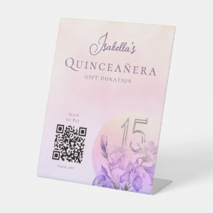 Personalised Quinceanera QR Code Cash App Pedestal Sign