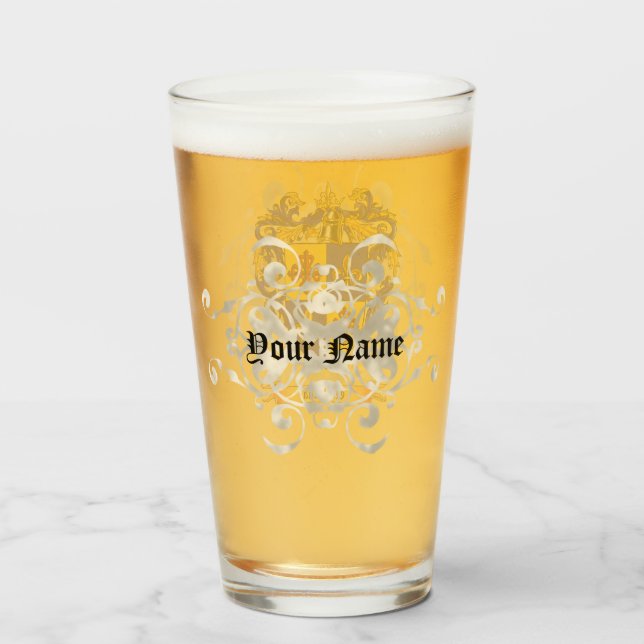 Personalised Quintana Surname Shield of Arms Glass (Back Filled)