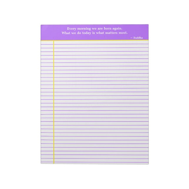 Personalised Quotation Notepad, Purple & Yellow Notepad (Rotated)