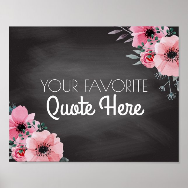 Personalised Quote | Floral Chalkboard Sign (Front)