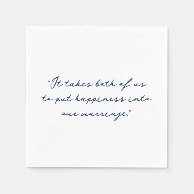 Personalised Quote or Song Lyric Wedding Napkin (Front)