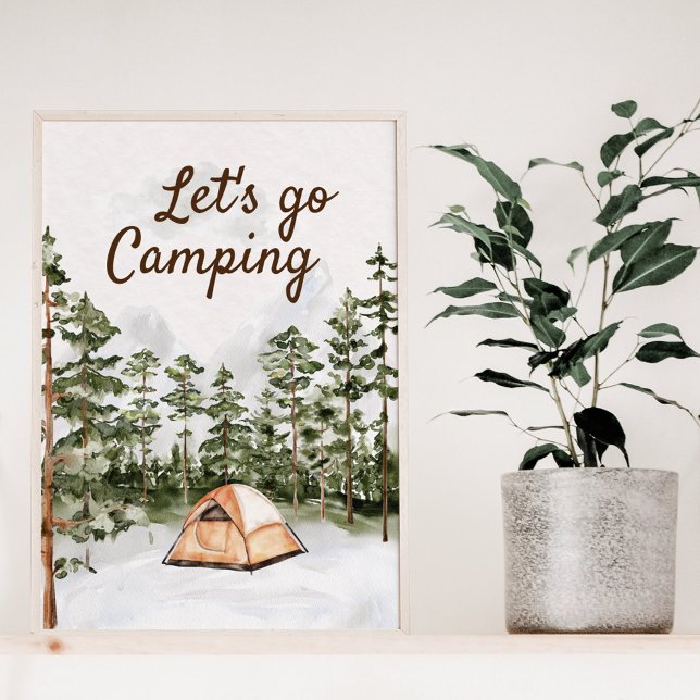 Personalised Quote Watercolor Camping in Nature  Poster (In situ)