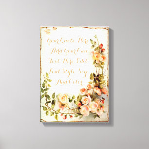 Personalised quote with roses canvas print