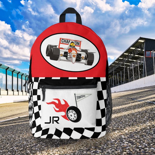 Personalised Race Car Back-to-Schoo Boys Gift Printed Backpack (Creator Uploaded)