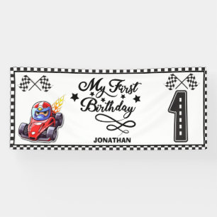 Personalised Race Car Themed Birthday Party Banner