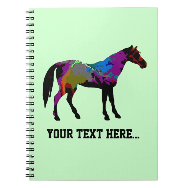 Personalised Race Horse Design On Mint Green Notebook (Front)