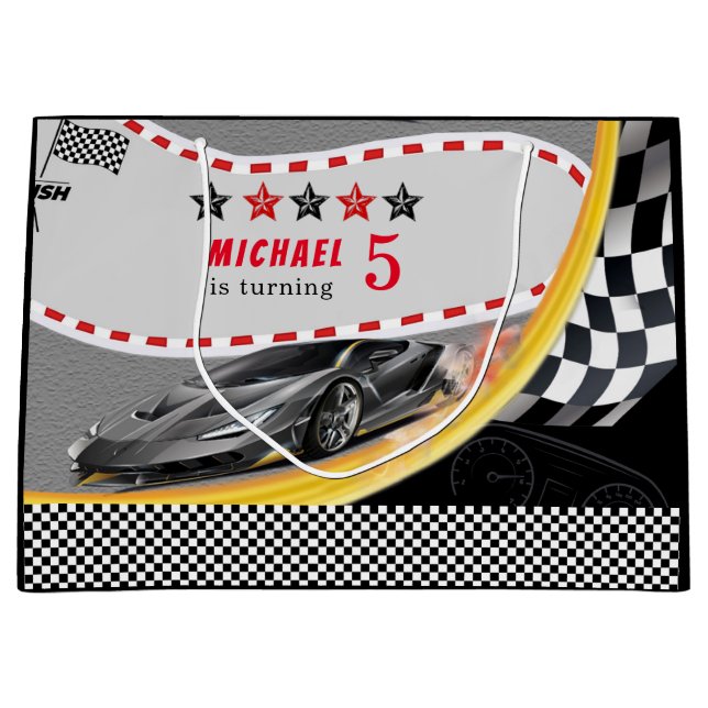  Personalised Racing Car Gift Bags (Front)