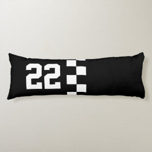 Personalised Racing Flag Black And White Body Cushion