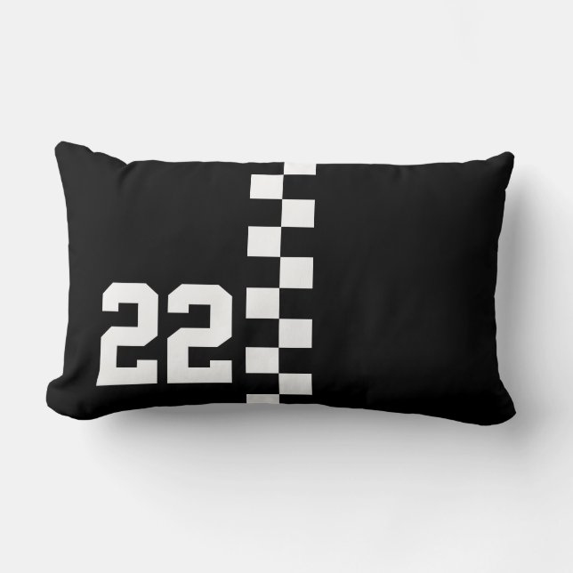 Personalised Racing Flag Black And White Lumbar Cushion (Front)