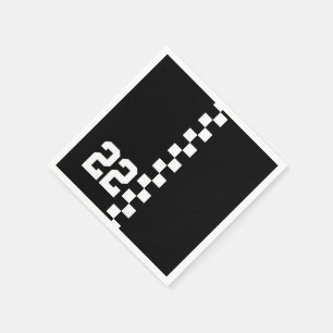 Personalised Racing Flag Black And White Napkin