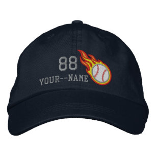 Personalised Racing Flames Baseball Bullet Badge Embroidered Hat