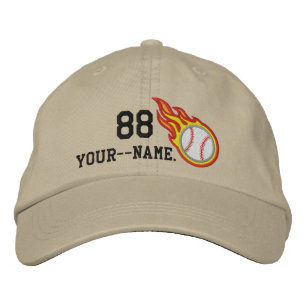 Personalised Racing Flames Baseball Bullet Badge Embroidered Hat