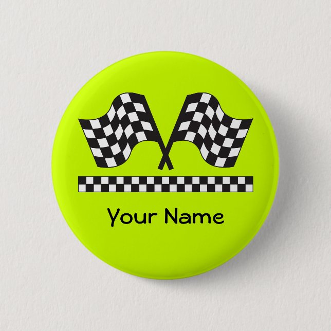 Personalised Racing Rally Flags Gift 6 Cm Round Badge (Front)