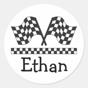 Personalised Racing Rally Flags Gift Classic Round Sticker