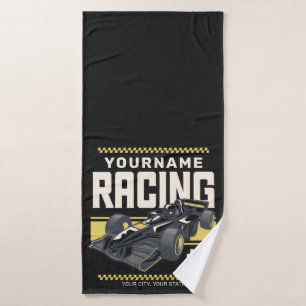 Personalised Racing Team Fast Race Car Driver Bath Towel Set