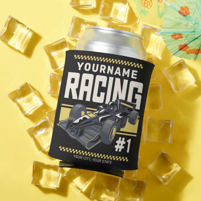 Personalised Racing Team Fast Race Car Driver  Can Cooler (In Situ Summer)