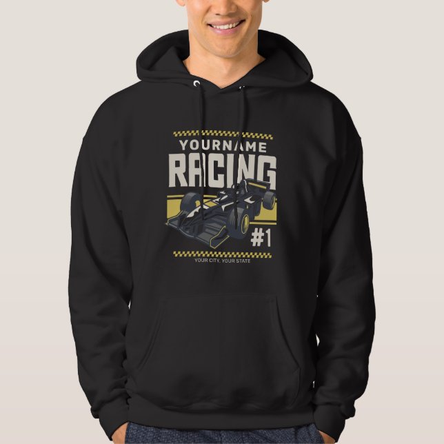 Personalised Racing Team Fast Race Car Driver  Hoodie (Front)