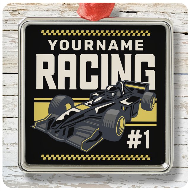 Personalised Racing Team Fast Race Car Driver Metal Tree Decoration (Creator Uploaded)
