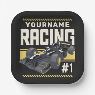 Personalised Racing Team Fast Race Car Driver  Paper Plate