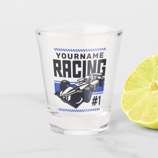 Personalised Racing Team Fast Race Car Driver  Shot Glass (Front)