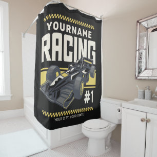 Personalised Racing Team Fast Race Car Driver  Shower Curtain