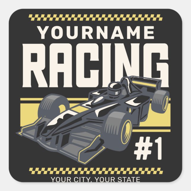 Personalised Racing Team Fast Race Car Driver  Square Sticker (Front)