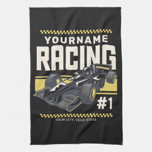 Personalised Racing Team Fast Race Car Driver Tea Towel