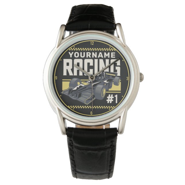 Personalised Racing Team Fast Race Car Driver  Watch (Front)