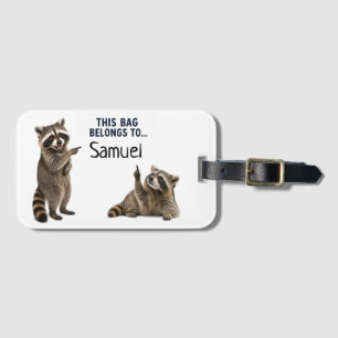 Personalised Racoon Luggage Tag