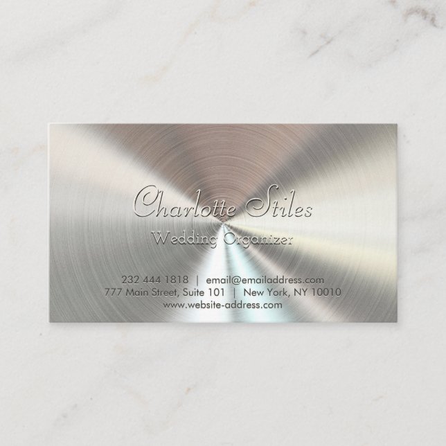 Personalised Radial Metallic Look - Chrome Business Card (Front)