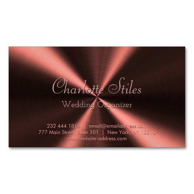 Personalised Radial Metallic Look - Copper Magnetic Business Card (Front)