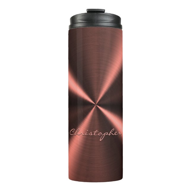 Personalised Radial Metallic Look - Copper Thermal Tumbler (Front)