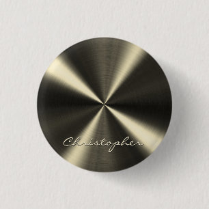 Personalised Radial Metallic Look - Light Yellow 3 Cm Round Badge
