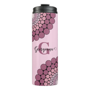 Personalised Radiant Dusky Rose Floral Dot Mandala Thermal Tumbler
