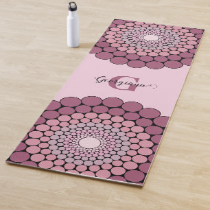 Personalised Radiant Dusky Rose Floral Dot Mandala Yoga Mat