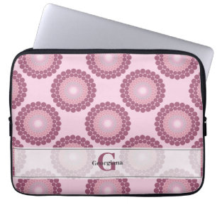 Personalised Radiant Dusky Rose Polka Dot Mandala Laptop Sleeve