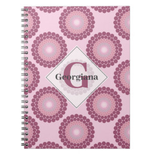 Personalised Radiant Dusky Rose Polka Dot Mandala Notebook