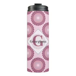 Personalised Radiant Dusky Rose Polka Dot Mandala Thermal Tumbler