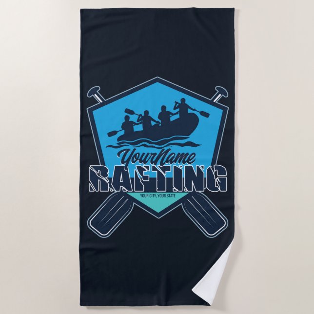 Personalised Rafting Whitewater River Adventure  Beach Towel (Front)