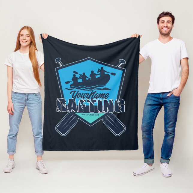 Personalised Rafting Whitewater River Adventure  Fleece Blanket (In Situ)