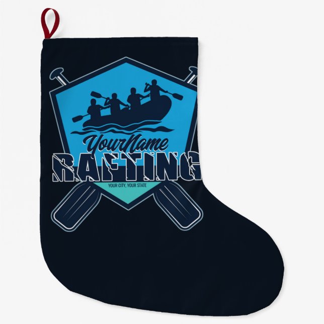 Personalised Rafting Whitewater River Adventure  Large Christmas Stocking (Front)