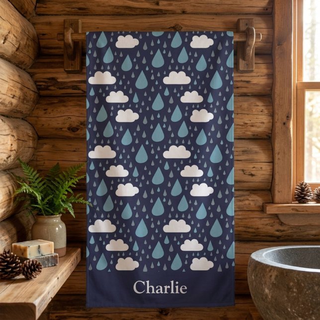 Personalised Rain and Clouds  Beach Towel (Creator Uploaded)