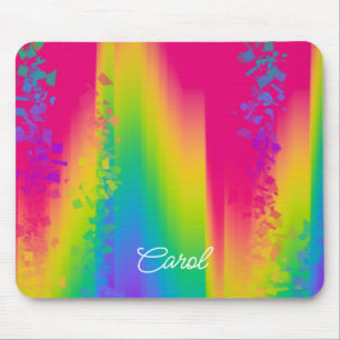 Personalised Rainbow Abstract Confetti Mouse Mat