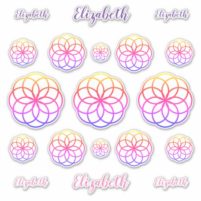 Personalised Rainbow Abstract Flower Vinyl (Front)