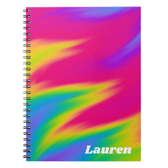 Personalised Rainbow Abstract Spiral  Notebook (Front)