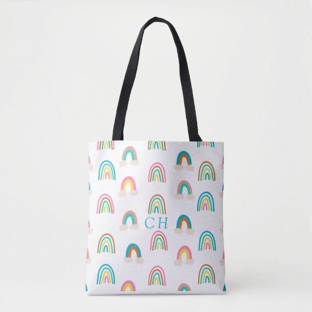 PERSONALISED RAINBOW ALL OVER PRINT TOTE BAG (Front)