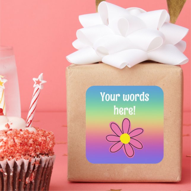 Personalised Rainbow and Flower Sticker (Party)