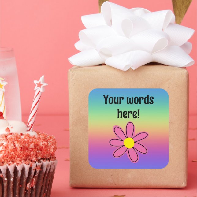 Personalised Rainbow and Flower Sticker (Party)