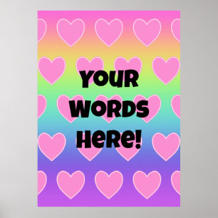 Personalised Rainbow and Pink Hearts  Poster